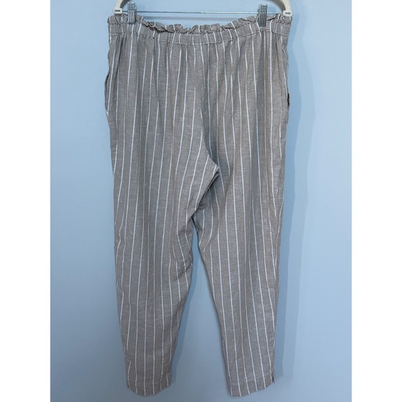 Beach Lunch Lounge Striped Linen & Cotton Paperbag Waist Pants Women XL NEW - Picture 6 of 11